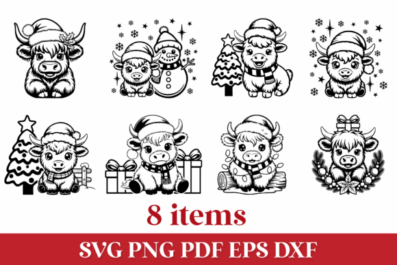 Download Christmas Highland Cows SVG Pack - Premium Bundle