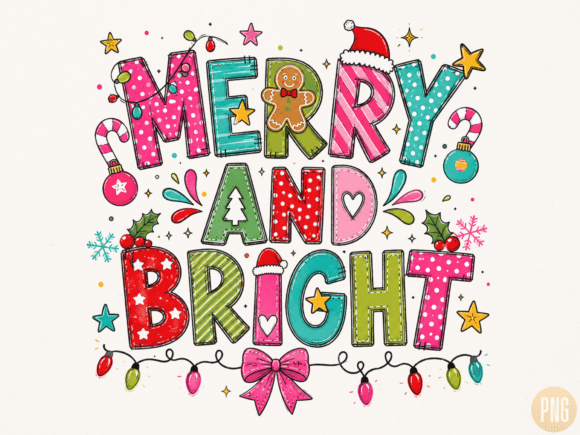 Download Merry and Bright Retro Christmas PNG - Retro christmas png Collection