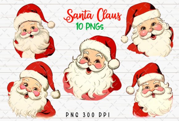 Download Santa Claus Face Retro Christmas PNG - Premium Resources
