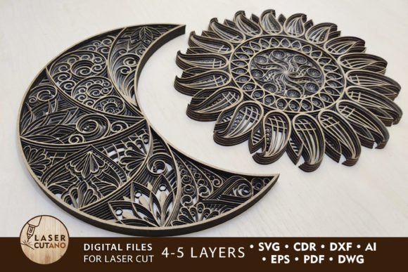 Download Multilayer Cut Files the Sun &amp; the Moon - Multilayer cut files Collection