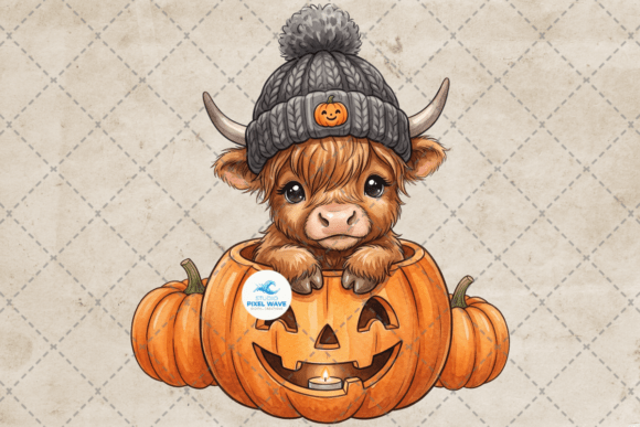 Download Cute Autumn Highland Cow Halloween Png - Premium Resources